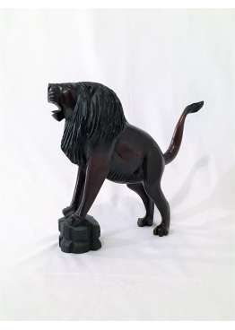 Sculpture Bois Lion Majestueux