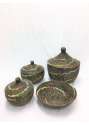 Set Of 3 Braided Bakets & Tray